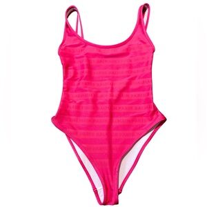 BALMAIN***Dark Pink One-Piece All-Over Logo Swimsuit***US 4 $640